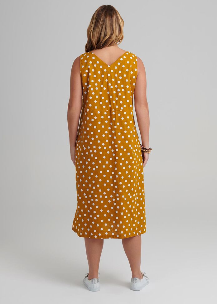 Mila Spot Linen Dress, , hi-res