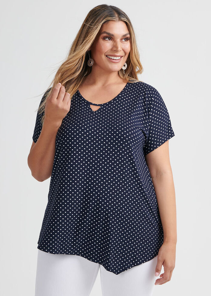 Bamboo Foil Short Sleeve Spot Top, , hi-res