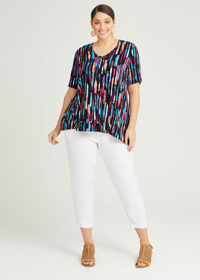 Bamboo Abstract Sia Vneck Top, , hi-res