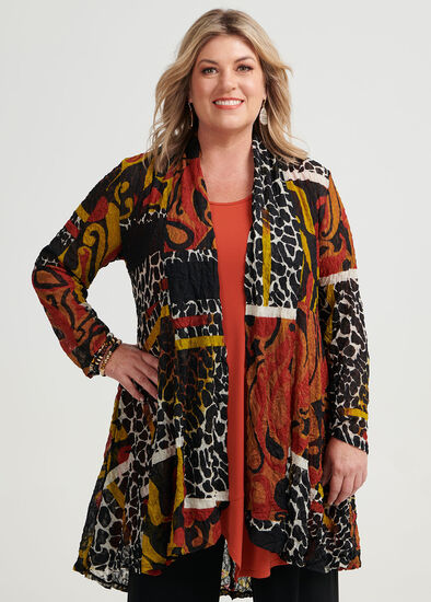 Plus Size Collage Cardi