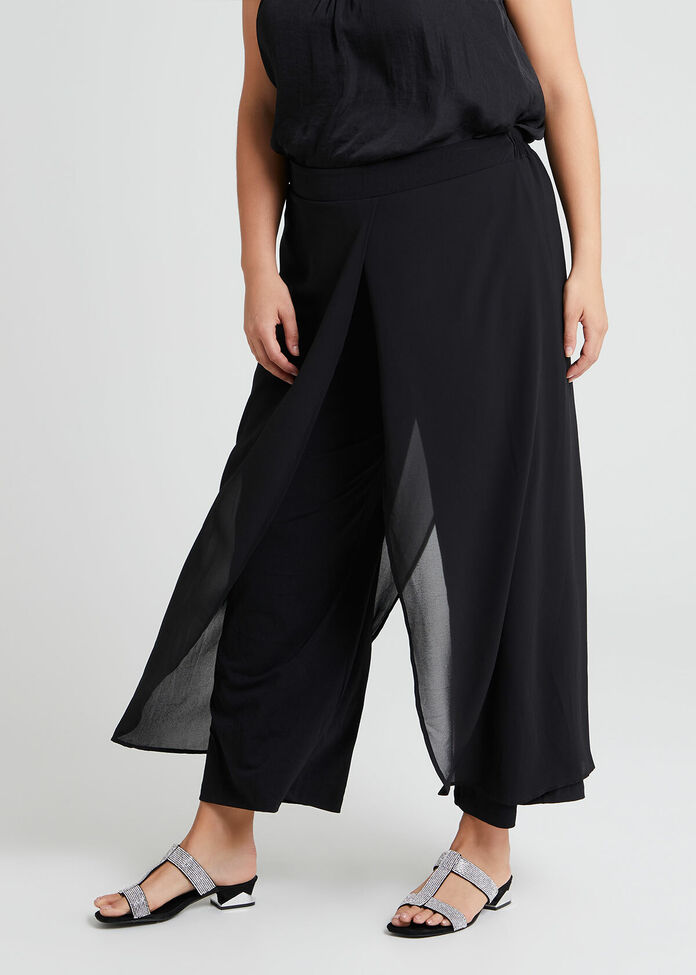 Aura Chiffon Layered Knit Pant, , hi-res