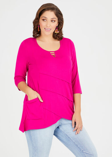 Plus Size Yoko Bamboo 3/4 Sleeve Top