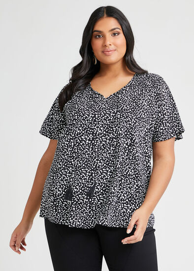 Plus Size Natural Marabella Tie Neck Top