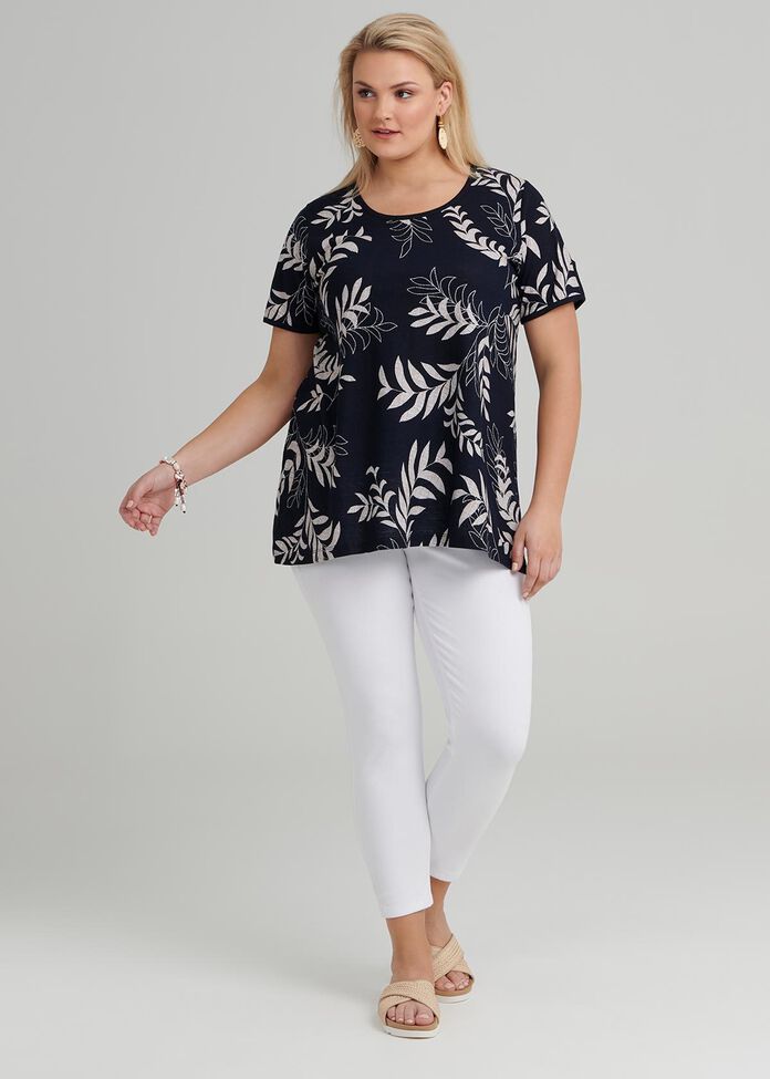 Shadow Leaf Linen Top, , hi-res