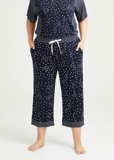 Plus Size Bamboo Mini Stars Pyjama 3/4 Pant