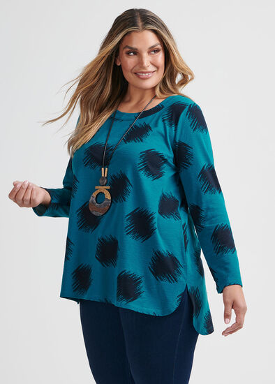 Plus Size Ikat Dot Cotton Top