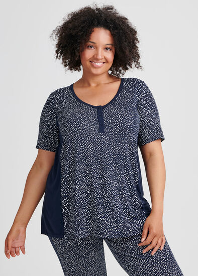 Plus Size Bamboo Spot Pj Top