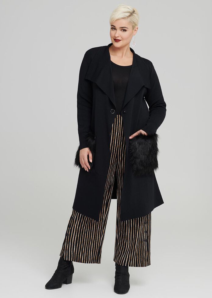 Midtown Fur Patch Cardi, , hi-res