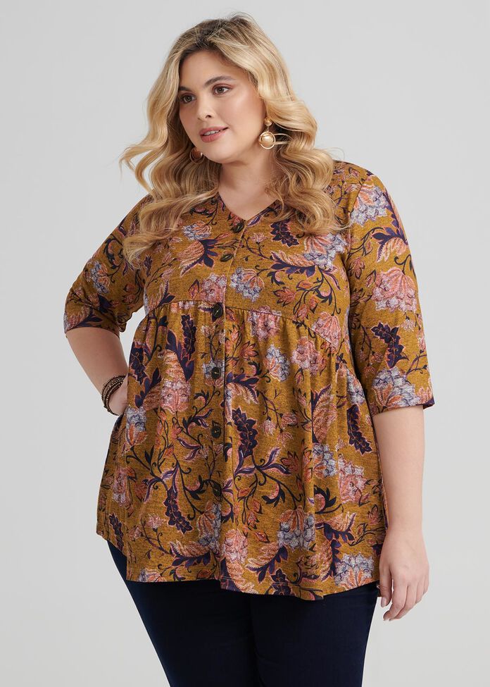 Ethnic Floral Top, , hi-res