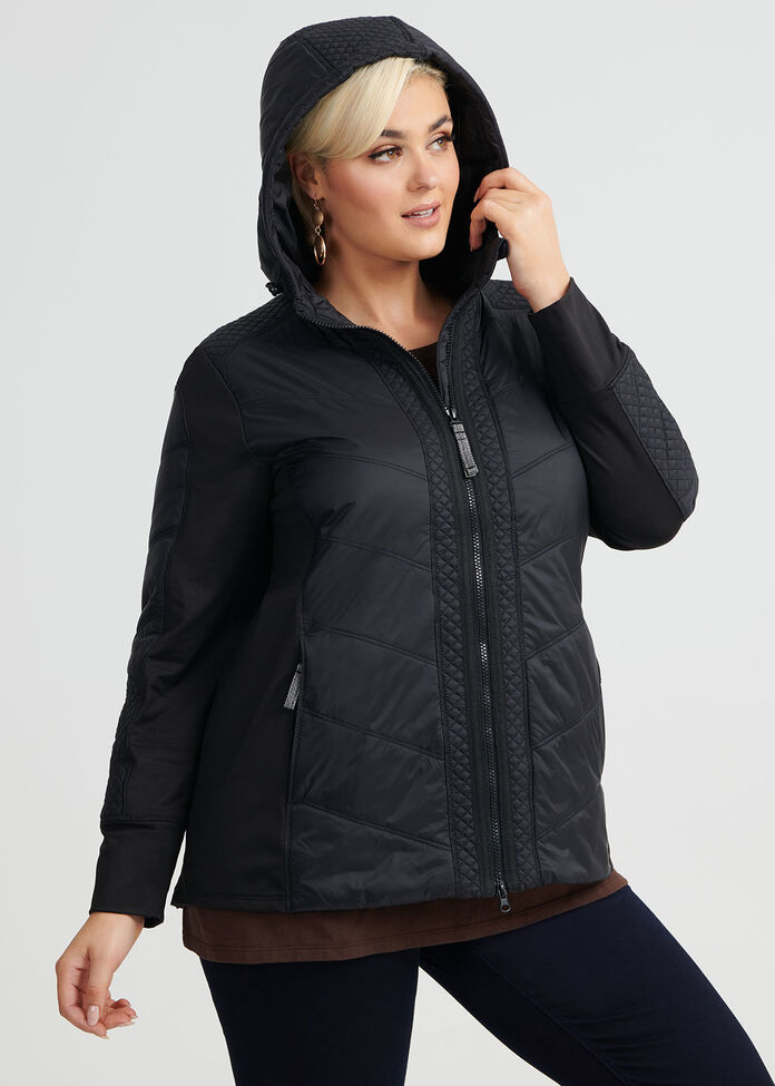 Luxe Quilt Hooded Jacket, , hi-res