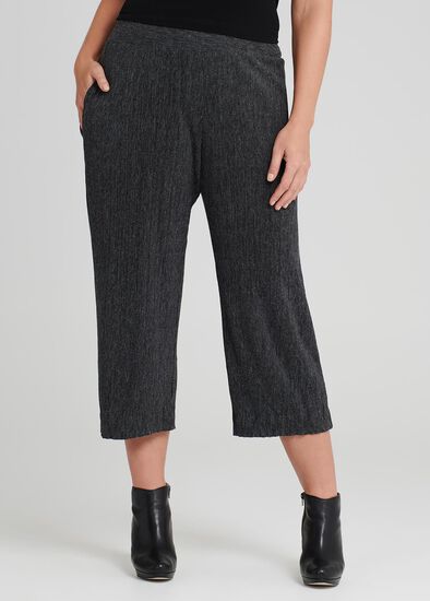 Plus Size Pleated Knit Crop Pant