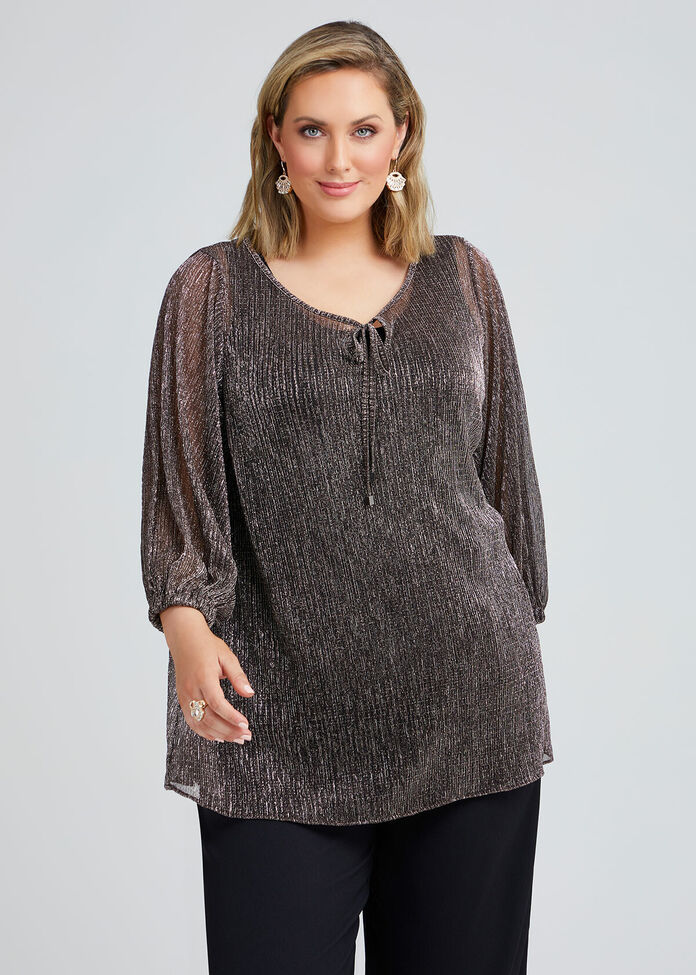 Juliet Shimmer Peasant Top, , hi-res