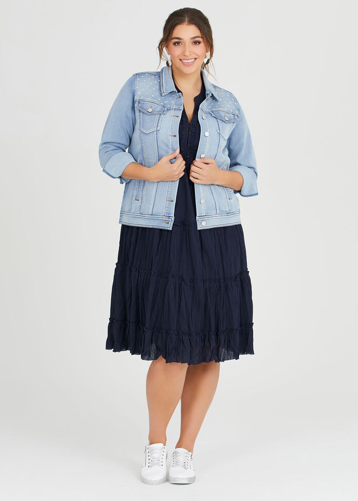 Cotton Mini Frill Dress, , hi-res