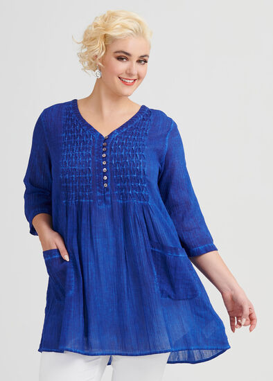 Plus Size Cotton Pigment Tunic