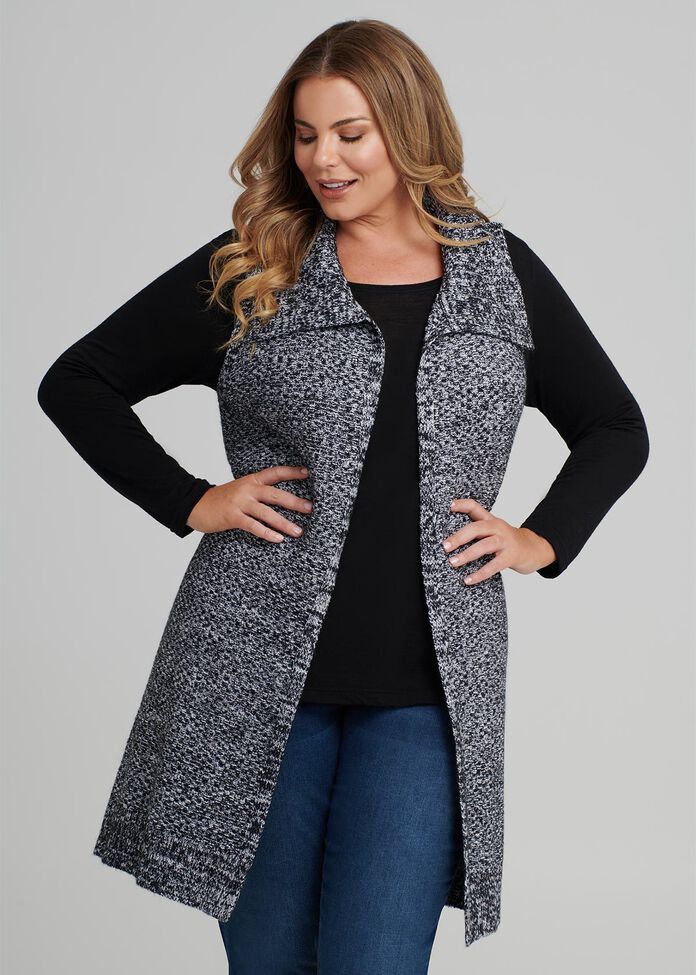 Textured Belted Vest, , hi-res