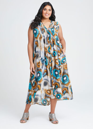 Plus Size Natural Tie Dye Maxi Dress