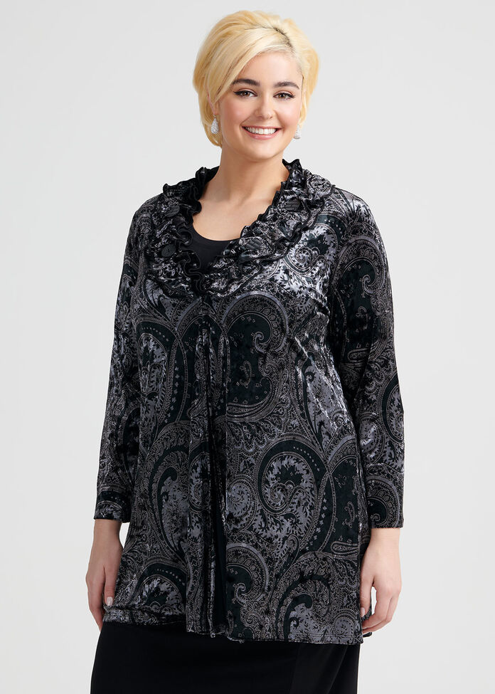 Paisley Velour Cardi, , hi-res