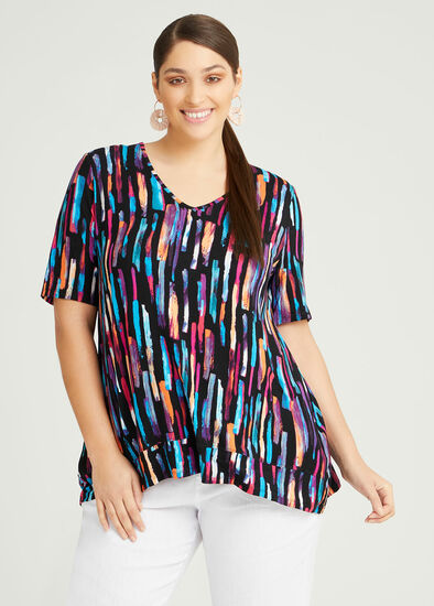 Plus Size Bamboo Abstract Sia Vneck Top