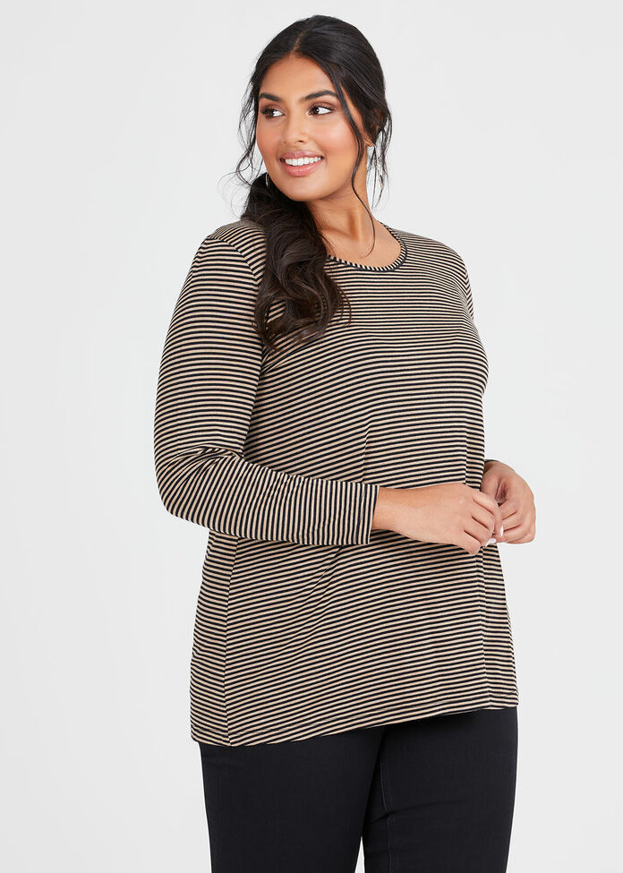 Wool Bamboo Stripe Top, , hi-res