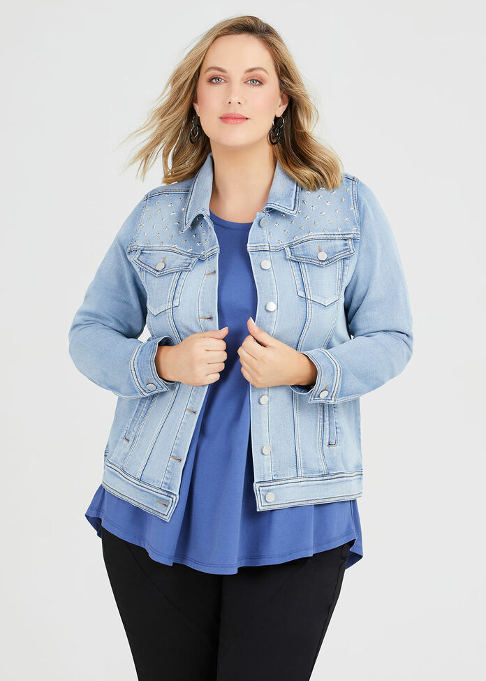 Studded Denim Jacket, , hi-res