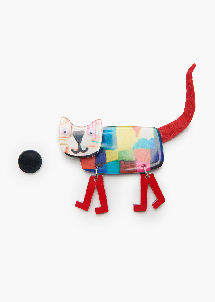 Crazy Kitty Brooch, , hi-res