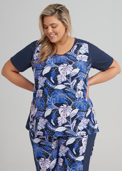 Plus Size Tropicana Spot Pj Top