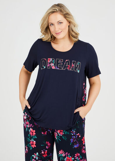 Plus Size Floral Bamboo Pj Top