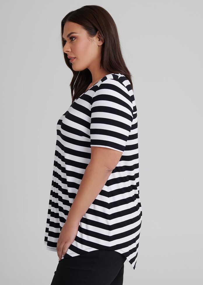 Bamboo Stripe Short Sleeve Top, , hi-res