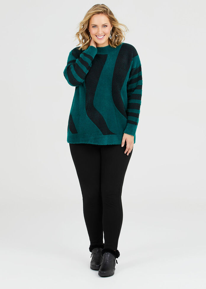 Bold Stripe Fluffy Jumper, , hi-res