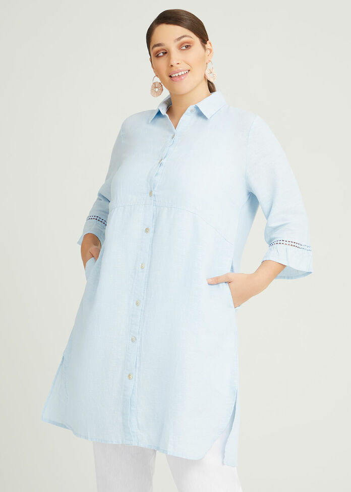 Linen Ava Longline Shirt, , hi-res