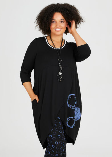 Plus Size Natural Take Me 3/4 Sleeve Tunic