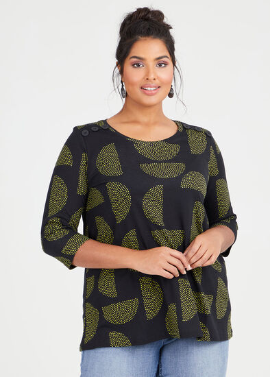 Plus Size Cotton Mix Spots Top