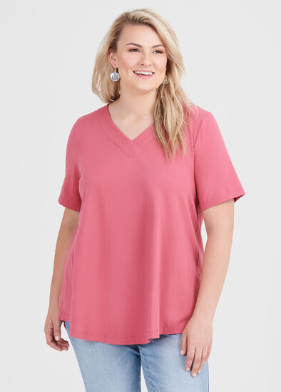 Plus Size Organic V-neck Swing Basic Tee