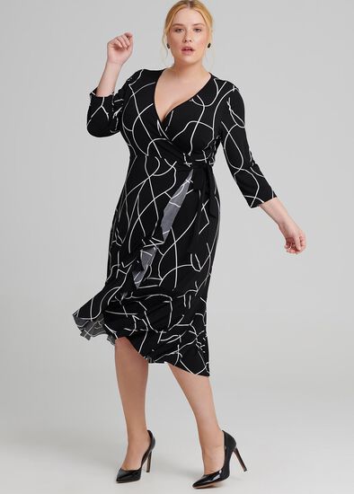 Plus Size Reverse Scribe Wrap Dress