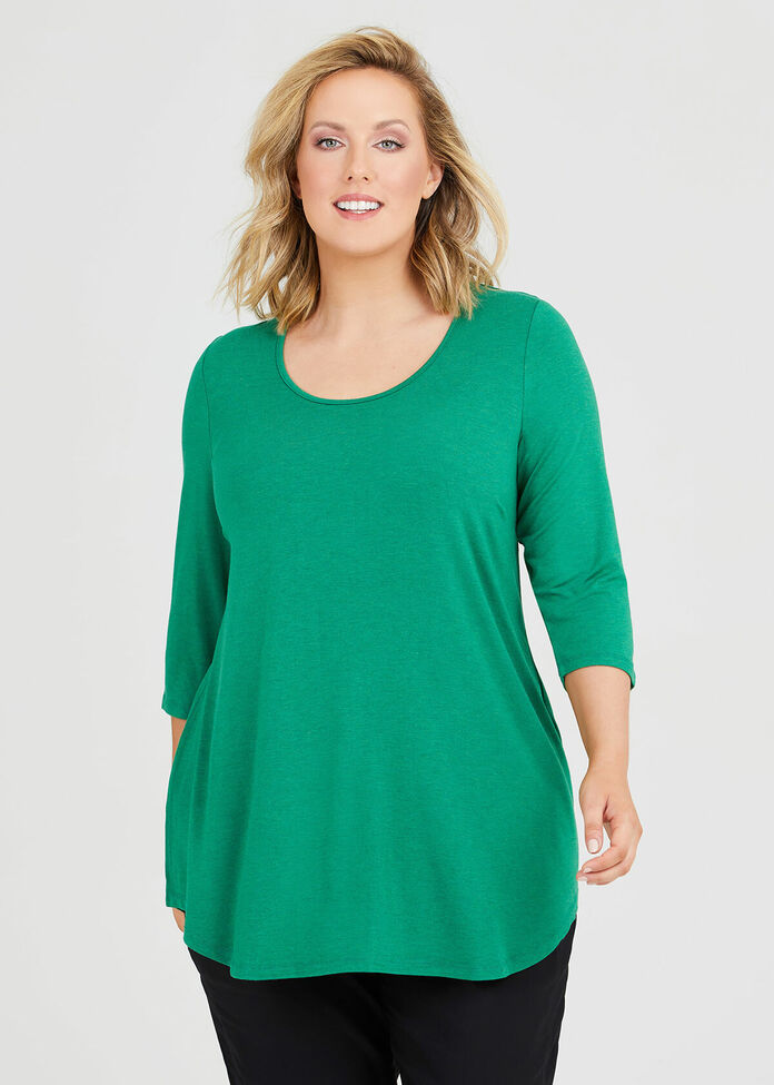 Bamboo Base 3/4 Sleeve Top, , hi-res