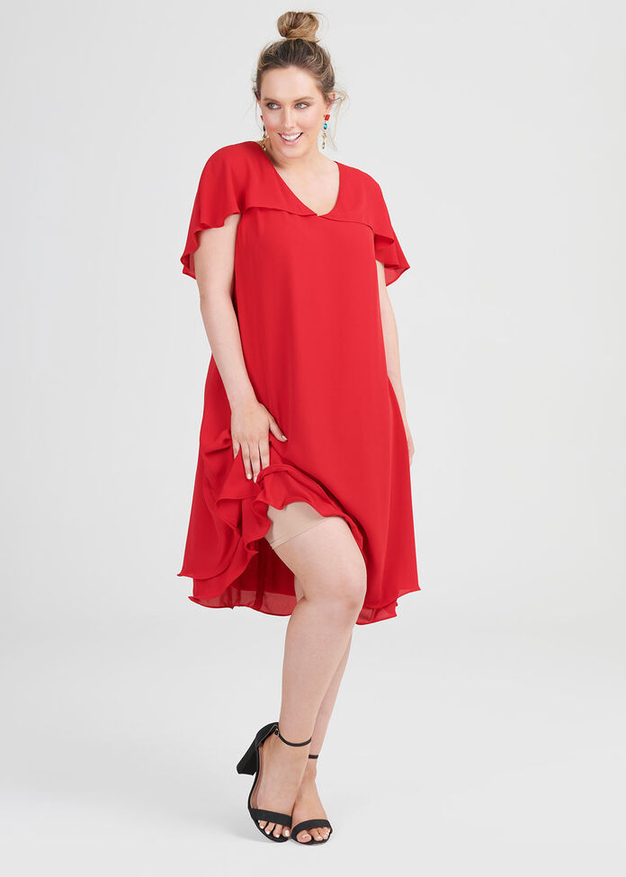 V-neck Drape Sleeve Cocktail Dress, , hi-res