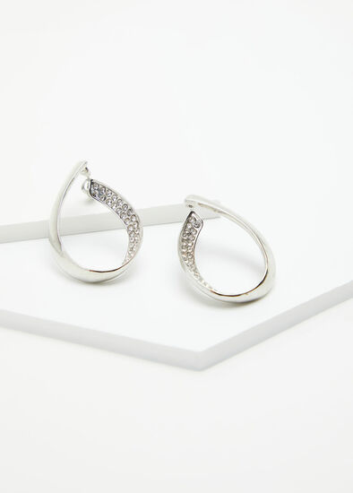 Crystal Loop Silver Earrings