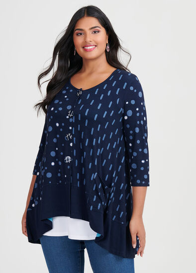 Plus Size Bamboo Dash & Dot Cardigan