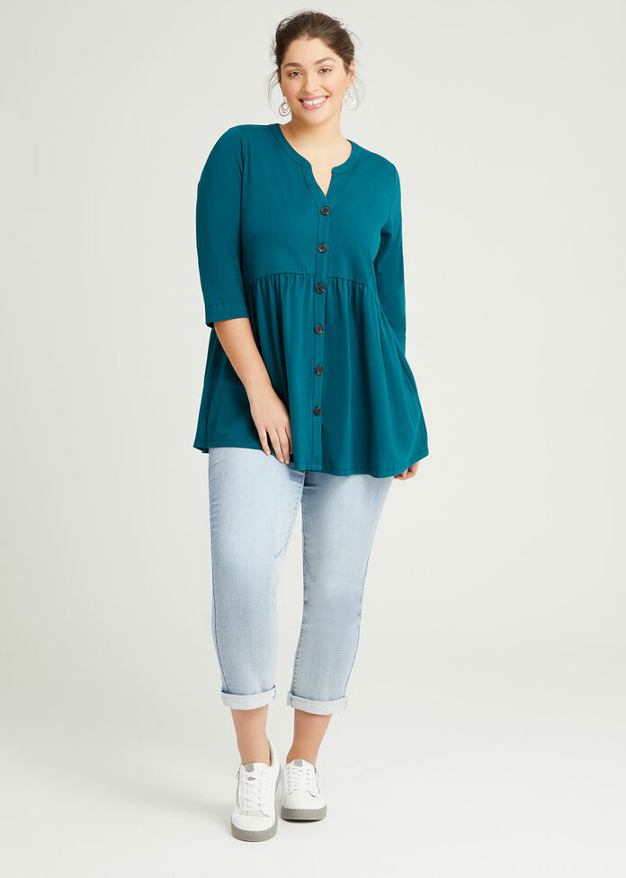 Organic Tiered Button Tunic, , hi-res