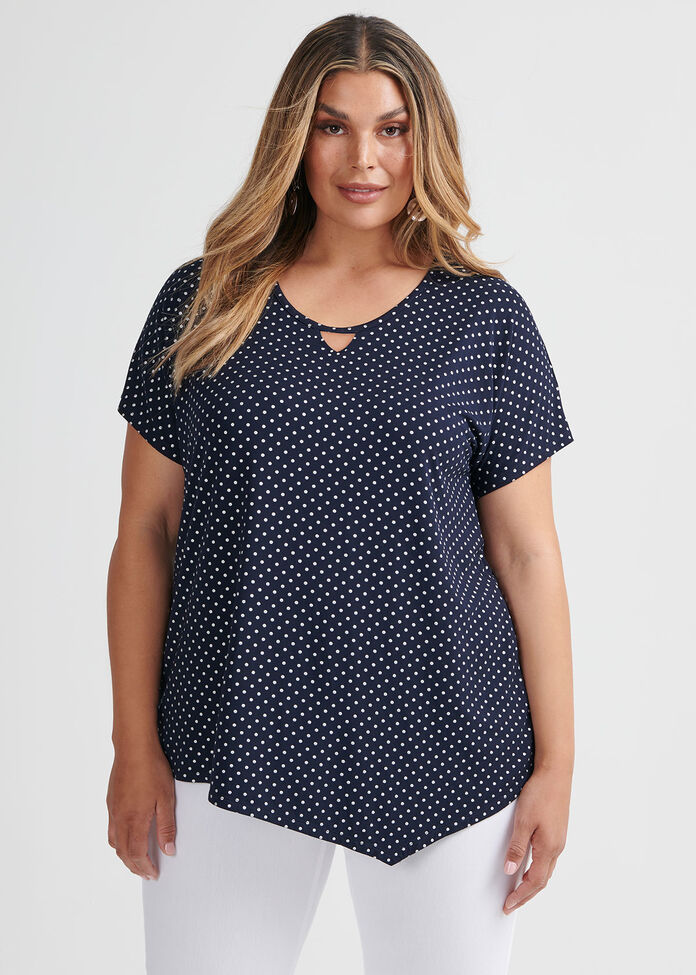 Bamboo Foil Short Sleeve Spot Top, , hi-res