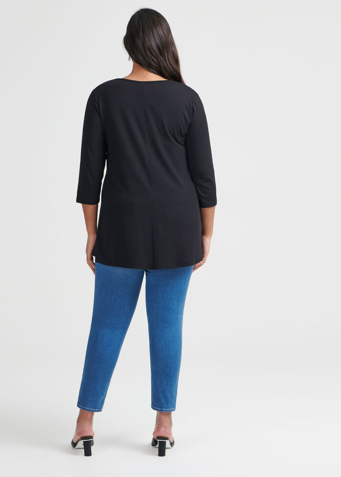 Bamboo 3/4 Sleeve Tie Top, , hi-res