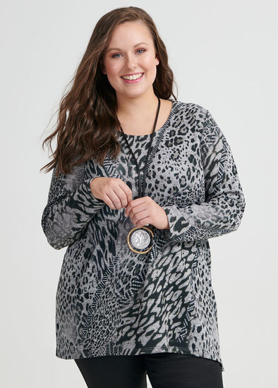 Plus Size Animal Mix Top