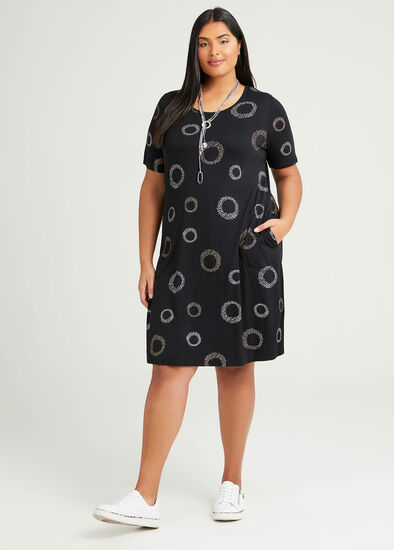 Plus Size Bamboo Foil Circles Dress