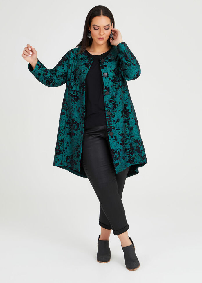 Emerald Jacquard Dress Coat, , hi-res