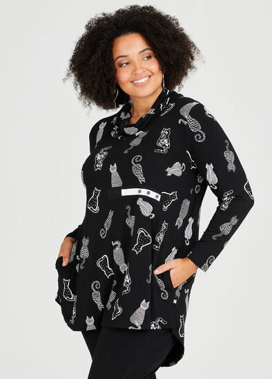 Plus Size Cat Attack Natural Tunic