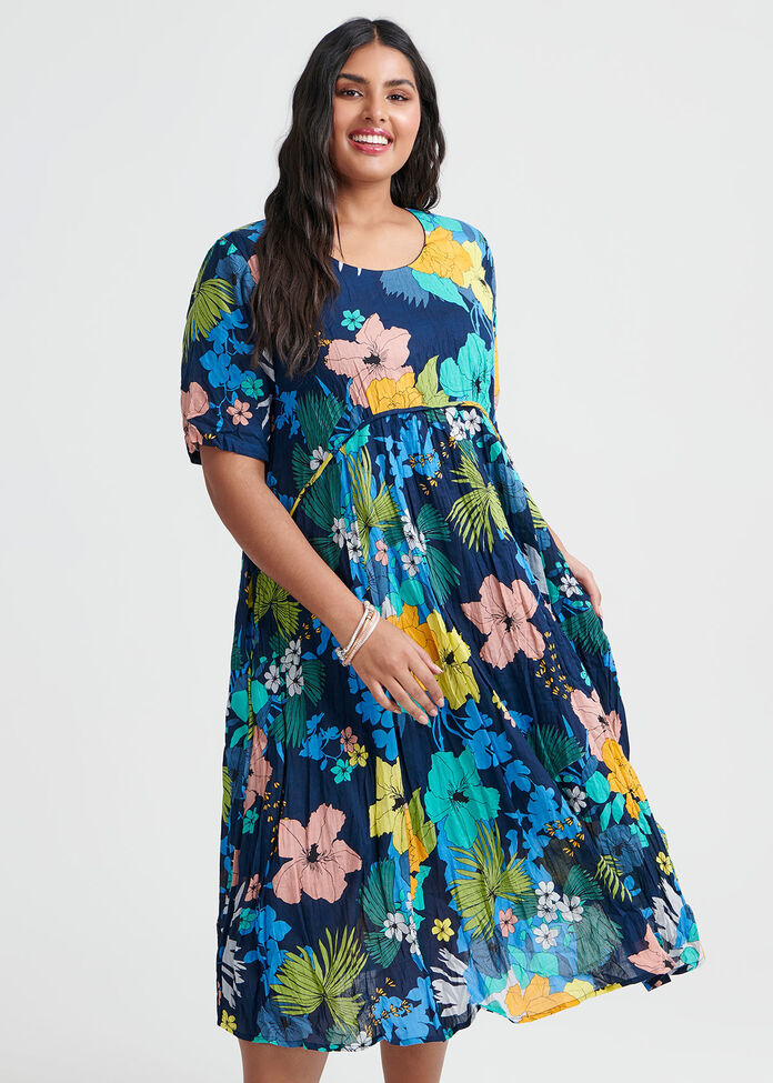 Cotton Floral Dress, , hi-res