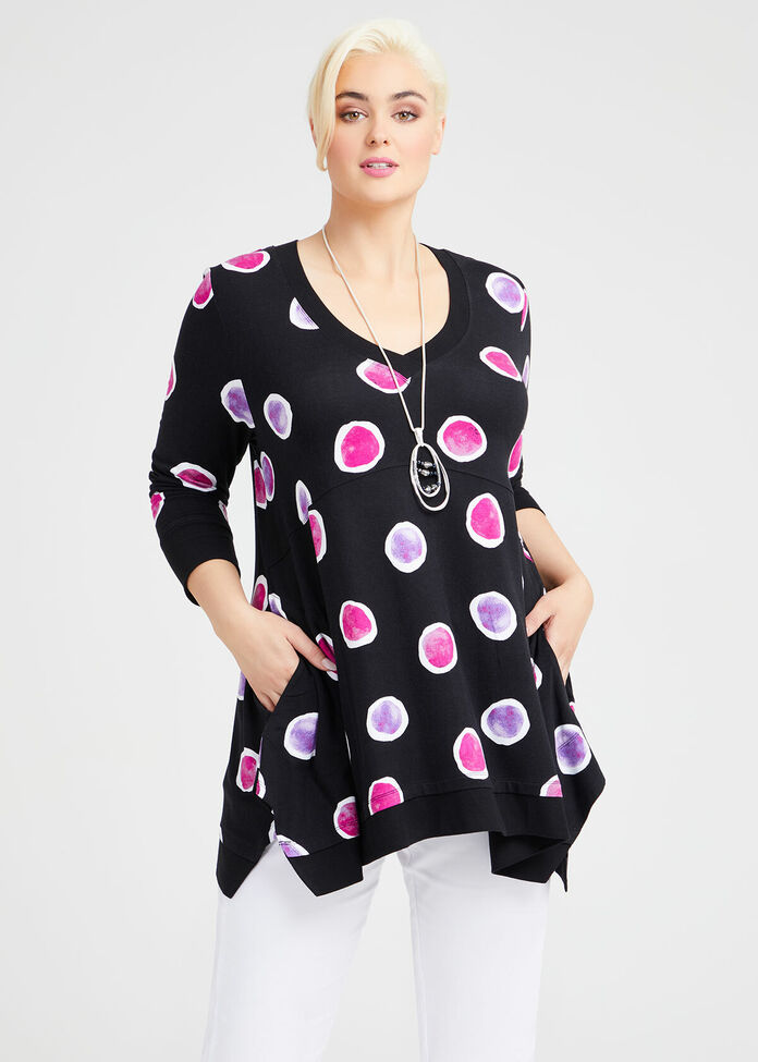 Bamboo Circles Vneck Tunic, , hi-res