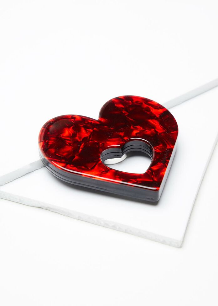 Heart Glasses Brooch, , hi-res