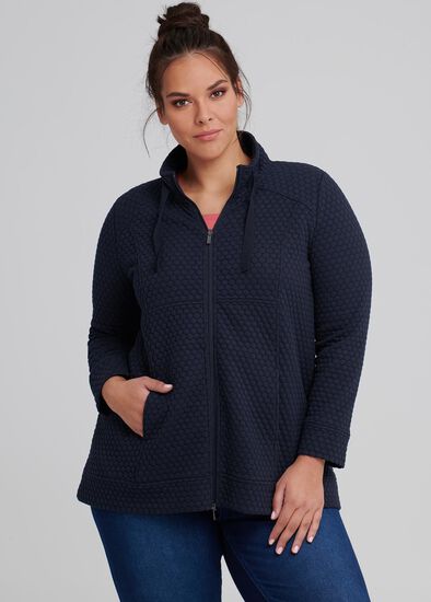 Plus Size Bubble Spot Zip Top