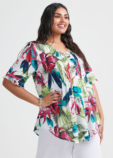 Plus Size Cotton Tropical Top